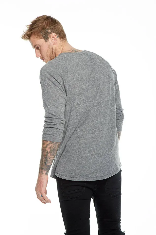 Tops Mens Chaser Brand TRIBLEND RAGLAN HENLEY