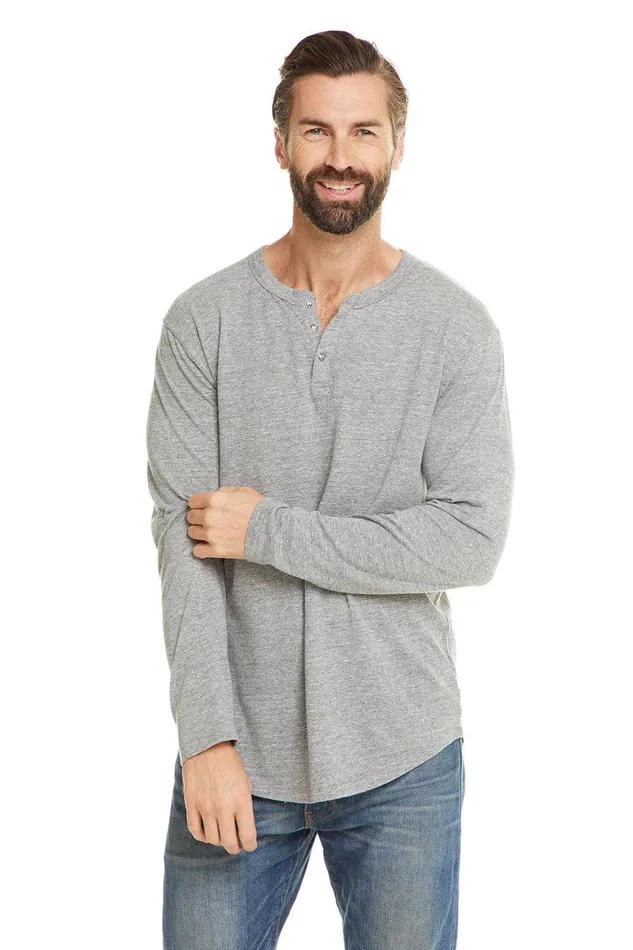 Tops TRIBLEND JERSEY LS HENLEY 8211 Chaser Brand Mens
