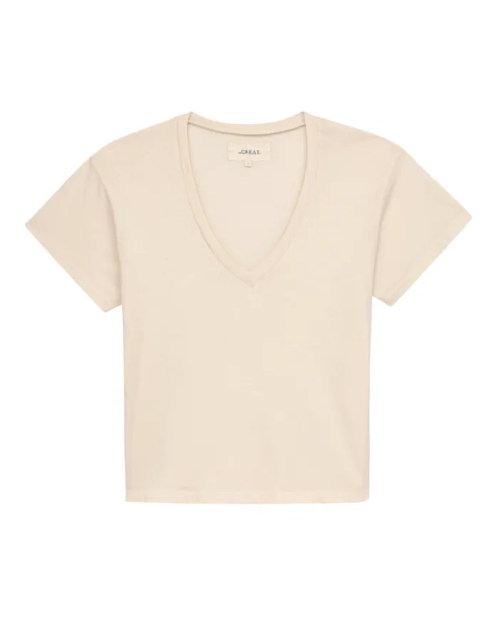 Tops Women039s The Great The VNeck Tee Washed White