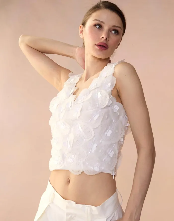 Tops Women Cynthia Rowley Elle Embellished Hearts Top