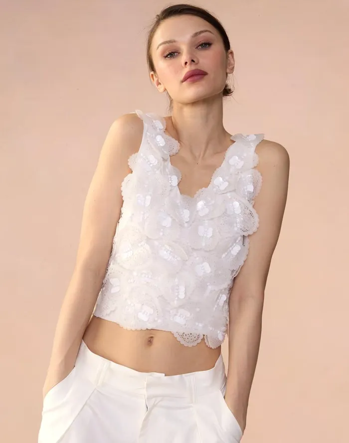 Tops Women Cynthia Rowley Elle Embellished Hearts Top