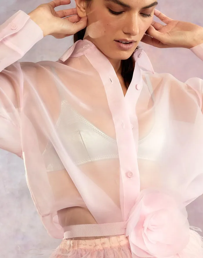 Tops Women Cynthia Rowley Organza Button Down Shirt
