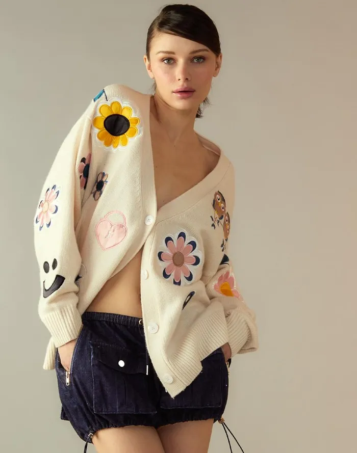 Tops Women Cynthia Rowley Playful Patchwork Cardigan