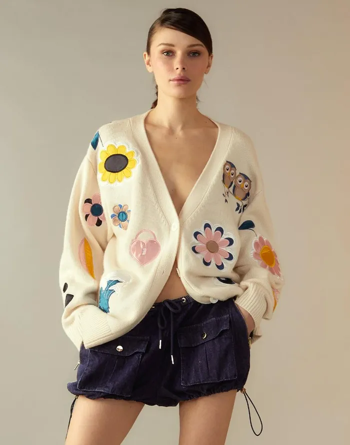 Tops Women Cynthia Rowley Playful Patchwork Cardigan