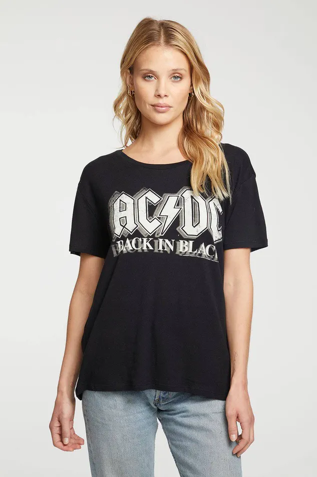 Tops Womens ACDC Back In Black Tee Chaser Brand