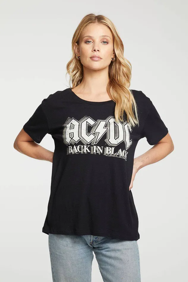 Tops Womens ACDC Back In Black Tee Chaser Brand