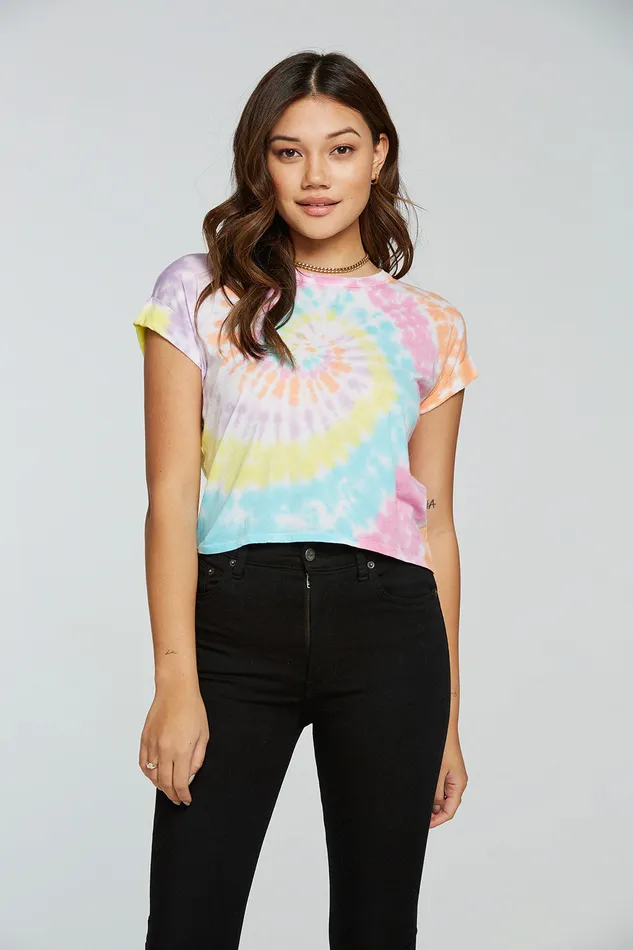 Tops Womens rPET Vintage Jersey Drop Shoulder Rolled Short Sleeve Tee Chaser Brand