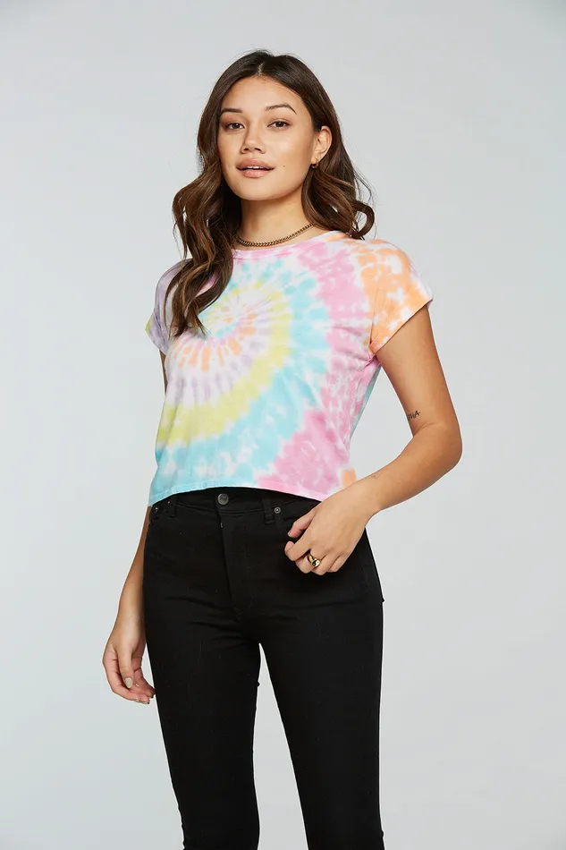 Tops Womens rPET Vintage Jersey Drop Shoulder Rolled Short Sleeve Tee Chaser Brand