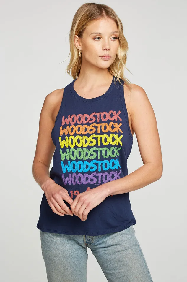 Tops Womens Woodstock Rainbow Logo Chaser Brand