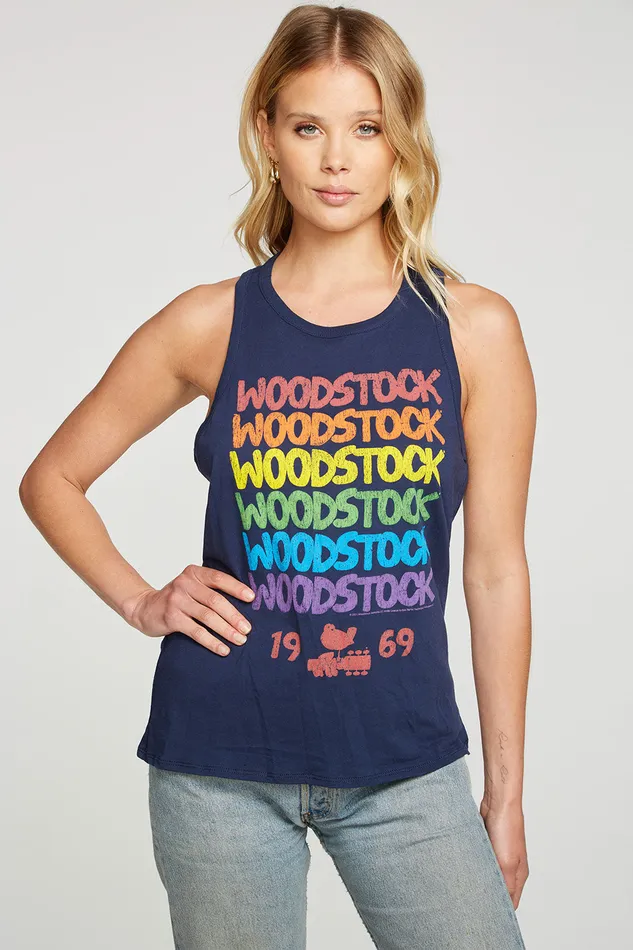 Tops Womens Woodstock Rainbow Logo Chaser Brand