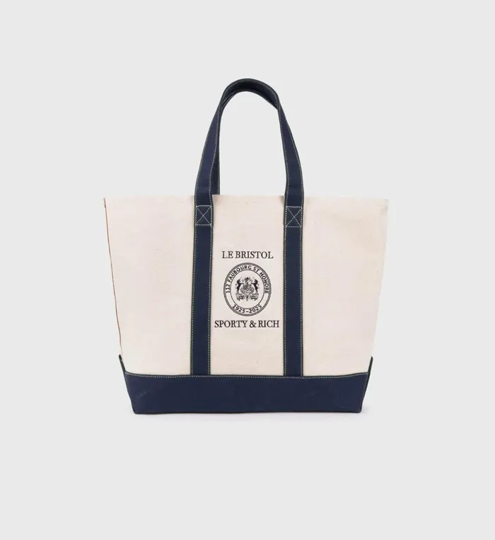 Tote Bags Women Sporty and Rich Crest Seal Tote Bag 8211 Natural