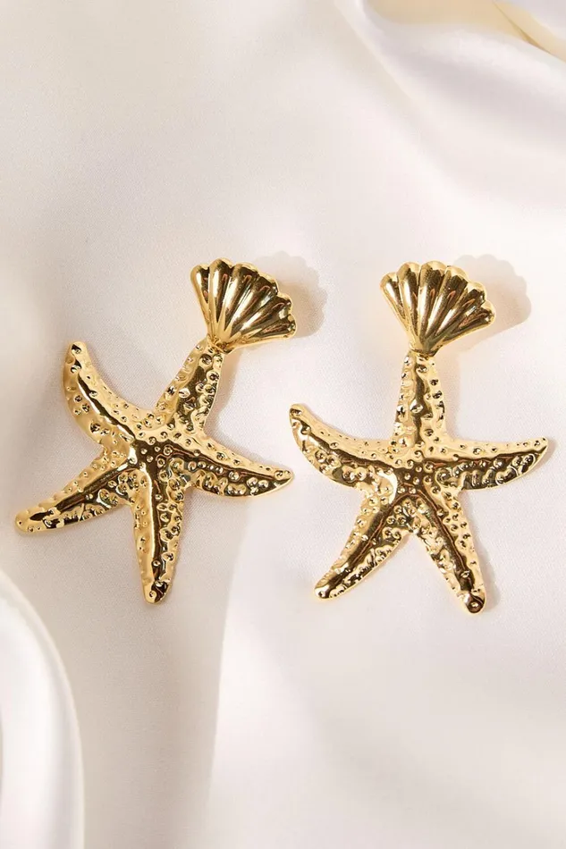 Tove Earrings 8211 Large Star Shell Drop Statement Earrings In Gold Women Showpo Earrings