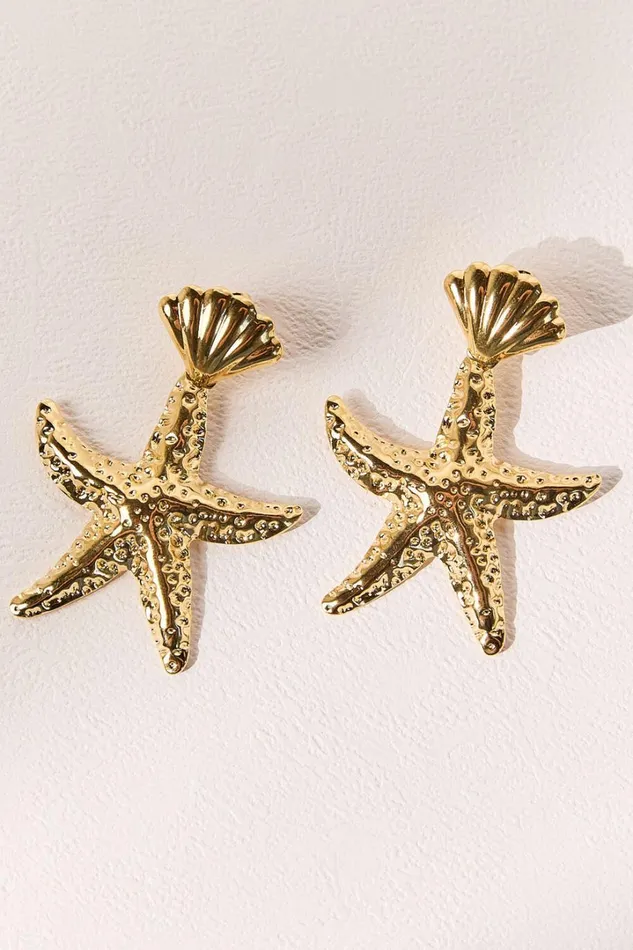 Tove Earrings 8211 Large Star Shell Drop Statement Earrings In Gold Women Showpo Earrings