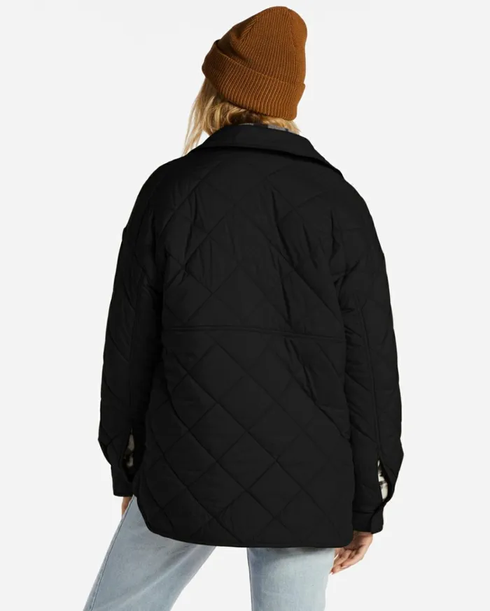 Transport Shacket Snap Front Overshirt Black Women Billabong Jackets