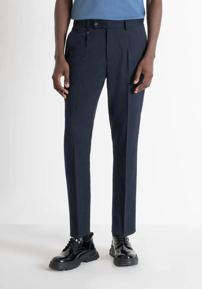 Trousers Men Antony Morato Regular Fit 034Luis034 Trousers In Elastic Viscose With Micro Pattern Blue Ink Trousers Men Antony Morato Regular Fit 034Luis034 Trousers In Elastic Viscose With Micro Pattern Blue Ink