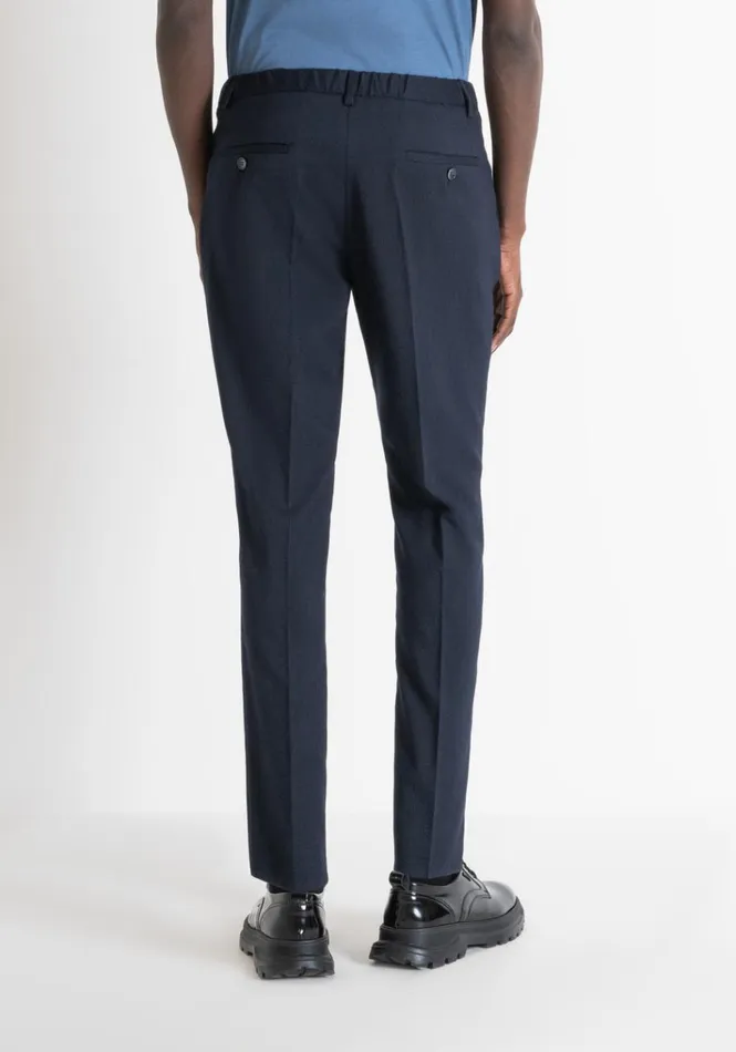 Trousers Men Antony Morato Regular Fit 034Luis034 Trousers In Elastic Viscose With Micro Pattern Blue Ink
