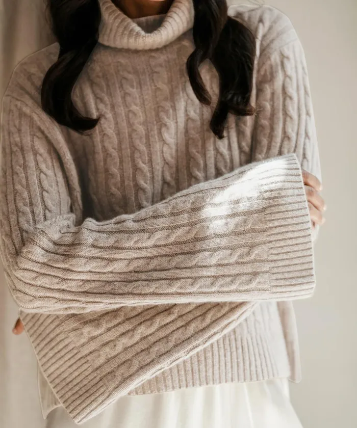 Turtlenecks Women Jenni Kayne Cable Nell Turtleneck Taupe