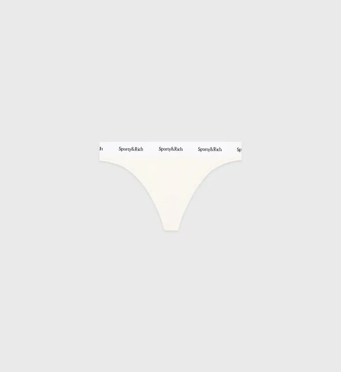 Underwear Women Sporty and Rich Serif Logo Thong 8211 Cream