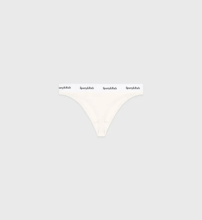 Underwear Women Sporty and Rich Serif Logo Thong 8211 Cream