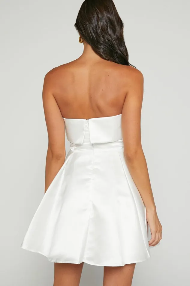 Valora Mini Dress 8211 Strapless Fit And Flare Satin Dress In Ivory Women Showpo Curve Clothes
