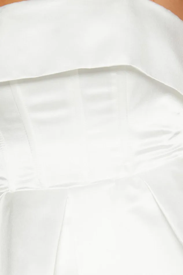 Valora Mini Dress 8211 Strapless Fit And Flare Satin Dress In Ivory Women Showpo Curve Clothes