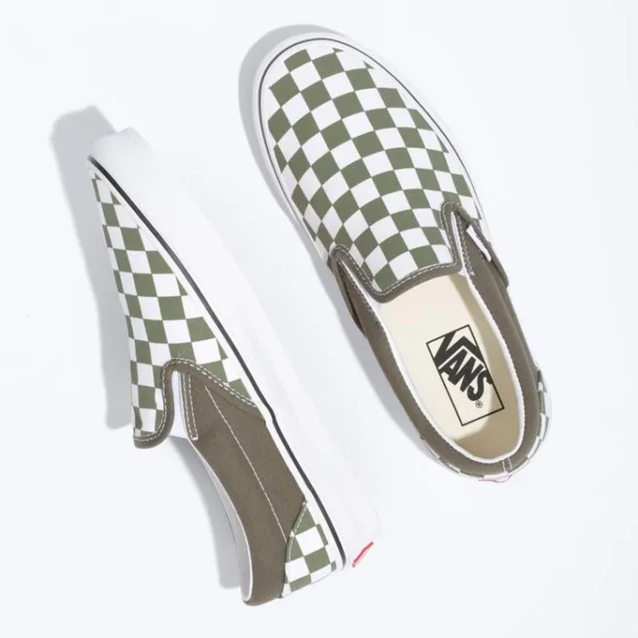 Vans Checkerboard Classic SlipOn Grape LeafTrue White MensWomens Classics Shoes Vans Checkerboard Classic SlipOn Grape LeafTrue White MensWomens Classics Shoes