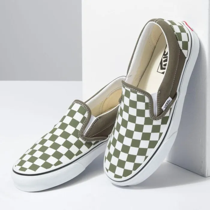 Vans Checkerboard Classic SlipOn Grape LeafTrue White MensWomens Classics Shoes Vans Checkerboard Classic SlipOn Grape LeafTrue White MensWomens Classics Shoes