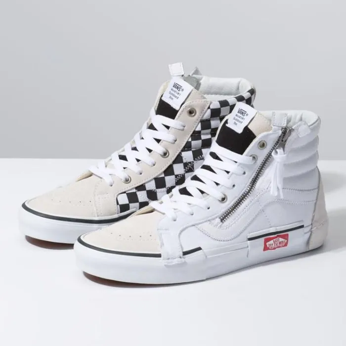 Vans Checkerboard Sk8Hi Reissue Cap True WhiteBlack Womens Classics Shoes