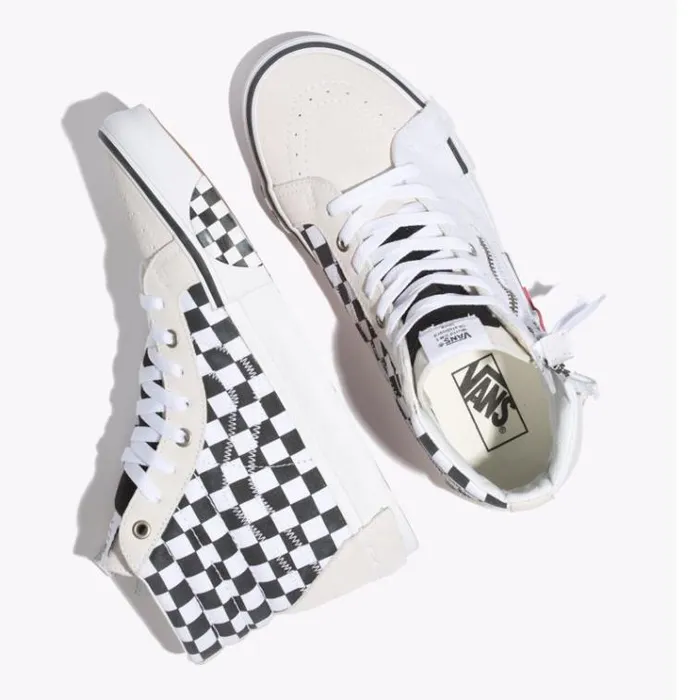 Vans Checkerboard Sk8Hi Reissue Cap True WhiteBlack Womens Classics Shoes Vans Checkerboard Sk8Hi Reissue Cap True WhiteBlack Womens Classics Shoes
