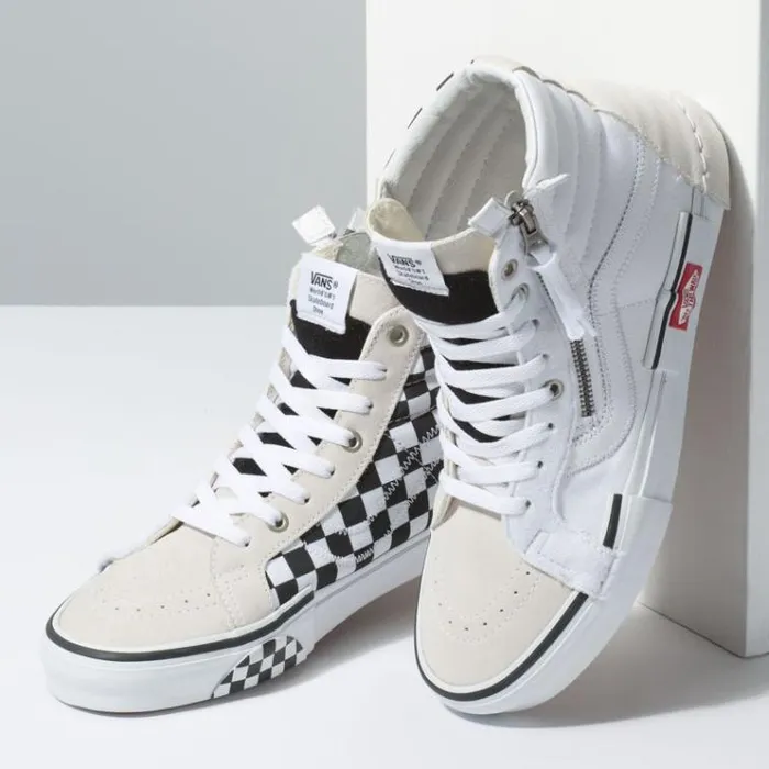 Vans Checkerboard Sk8Hi Reissue Cap True WhiteBlack Womens Classics Shoes Vans Checkerboard Sk8Hi Reissue Cap True WhiteBlack Womens Classics Shoes