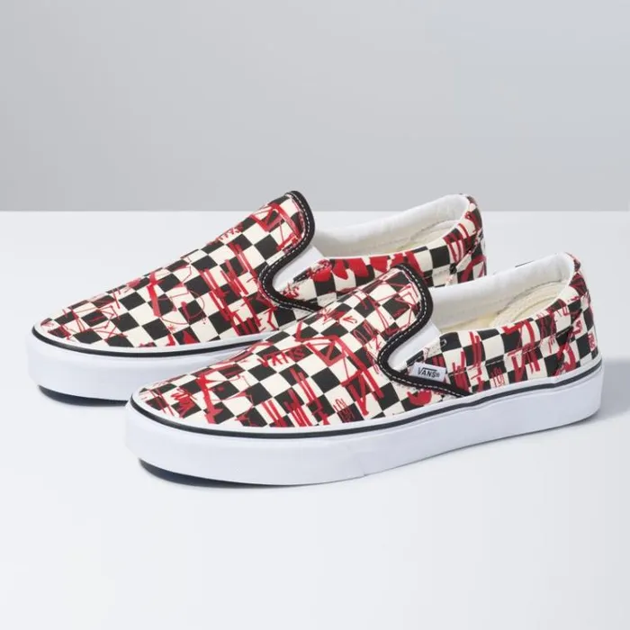 Vans Crew Classic SlipOn CheckerboardRed MensWomens Classics Shoes