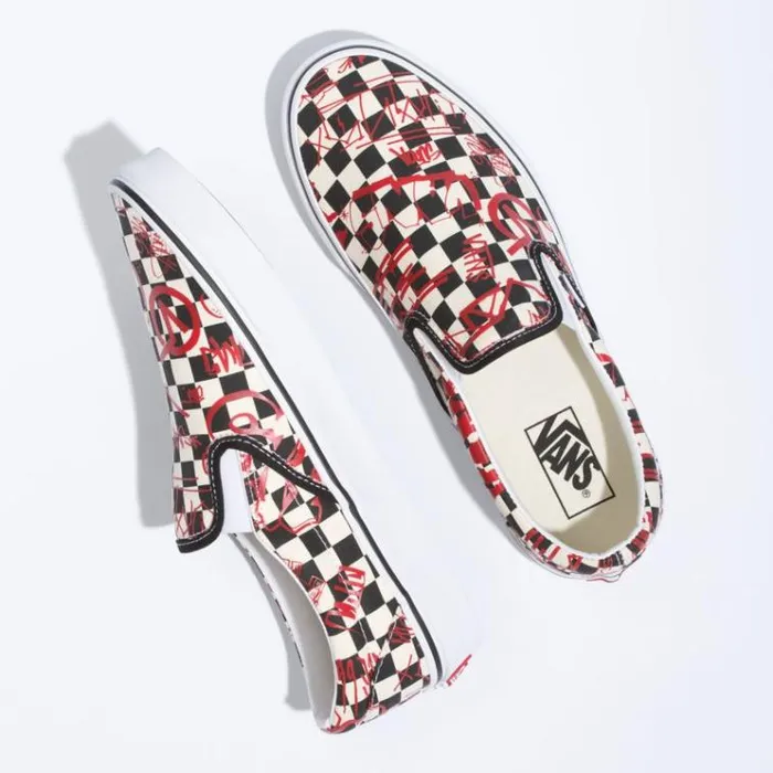 Vans Crew Classic SlipOn CheckerboardRed MensWomens Classics Shoes Vans Crew Classic SlipOn CheckerboardRed MensWomens Classics Shoes