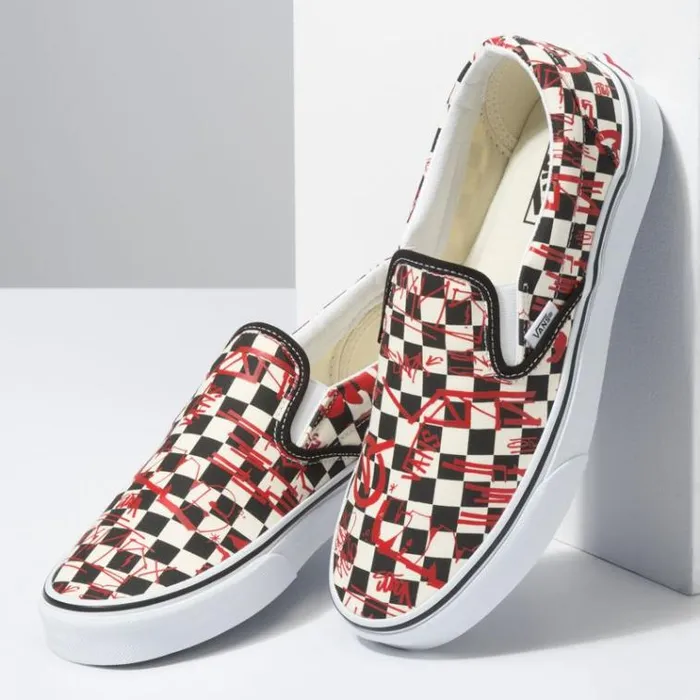 Vans Crew Classic SlipOn CheckerboardRed MensWomens Classics Shoes Vans Crew Classic SlipOn CheckerboardRed MensWomens Classics Shoes