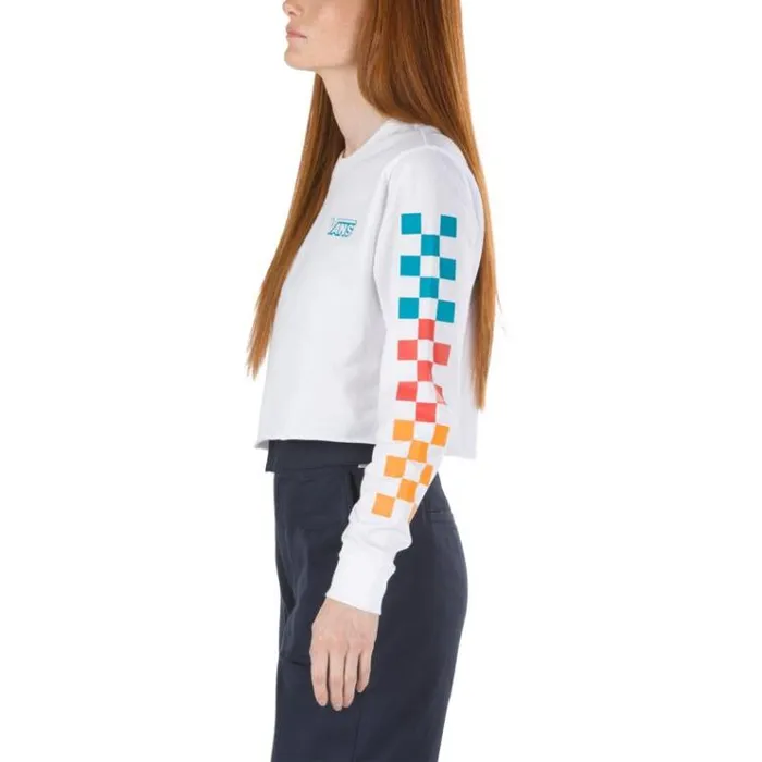 Vans Downpour Cropped Long Sleeve Tee White Womens TShirts and Tanks Vans Downpour Cropped Long Sleeve Tee White Womens TShirts and Tanks