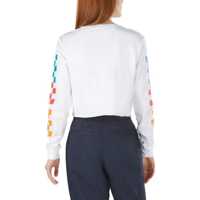 Vans Downpour Cropped Long Sleeve Tee White Womens TShirts and Tanks Vans Downpour Cropped Long Sleeve Tee White Womens TShirts and Tanks