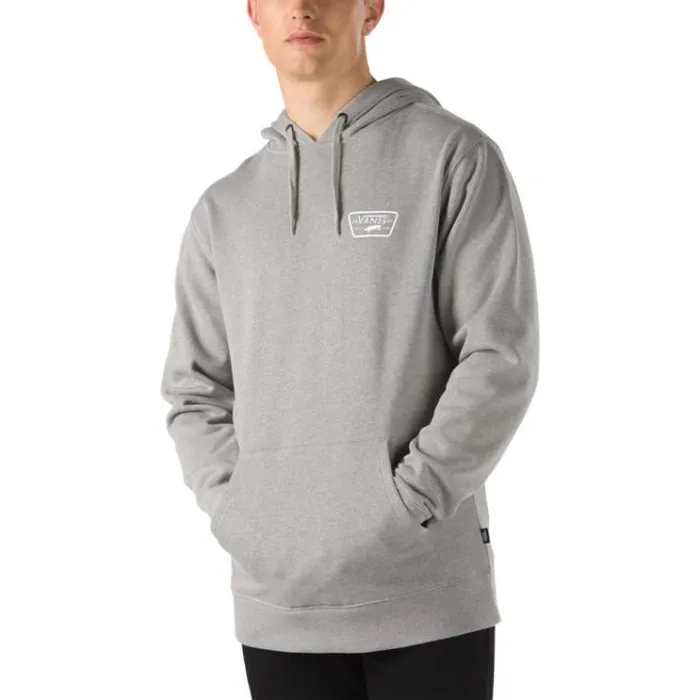 Vans Full Patched Pullover Hoodie Cement Heather Mens Hoodies and Jackets