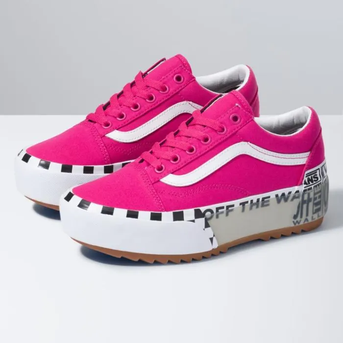 Vans Logo Stack Old Skool Stacked CabaretTrue White Womens Classics Shoes