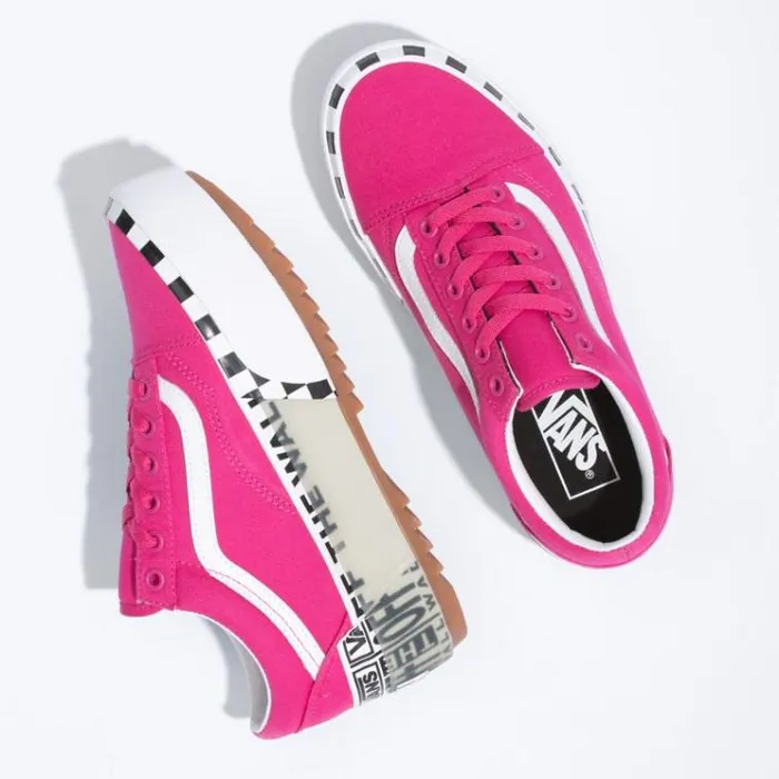 Vans Logo Stack Old Skool Stacked CabaretTrue White Womens Classics Shoes Vans Logo Stack Old Skool Stacked CabaretTrue White Womens Classics Shoes
