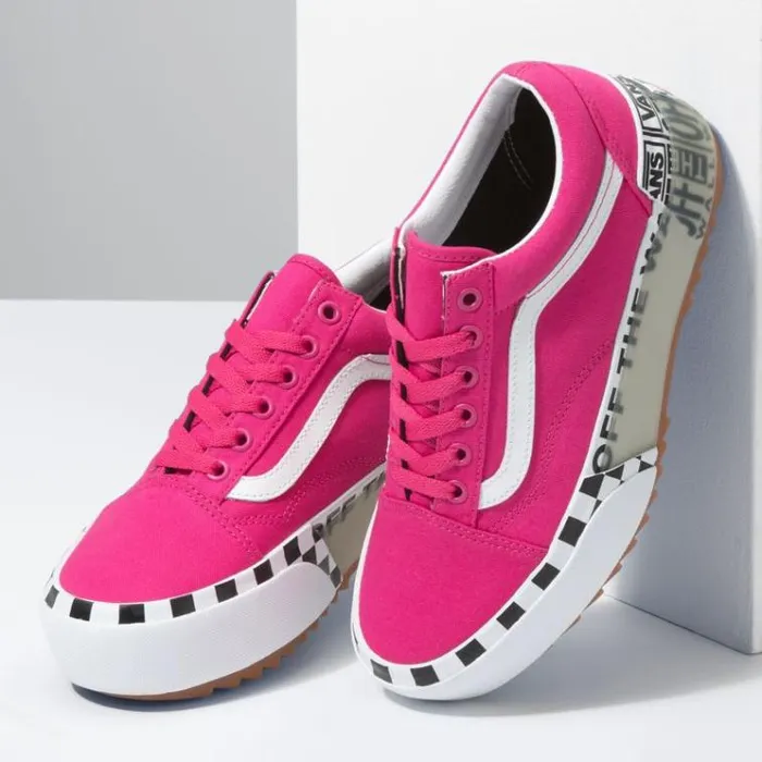 Vans Logo Stack Old Skool Stacked CabaretTrue White Womens Classics Shoes Vans Logo Stack Old Skool Stacked CabaretTrue White Womens Classics Shoes
