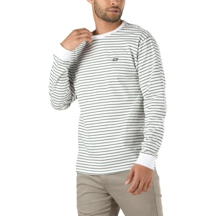 Vans Off The Wall Classic Stripe Long Sleeve Tee WhitePine Needle MensWomens TShirts and Tanks