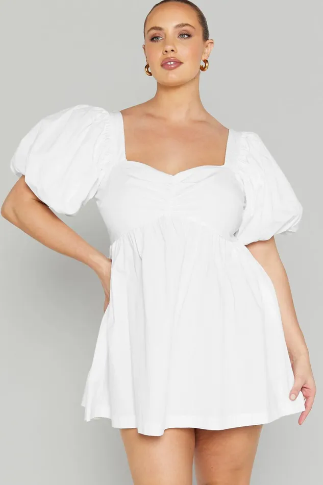 Vashti Mini Dress 8211 Puff Sleeve Sweetheart Dress In Off White Women Showpo Curve Clothes