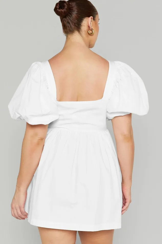 Vashti Mini Dress 8211 Puff Sleeve Sweetheart Dress In Off White Women Showpo Curve Clothes