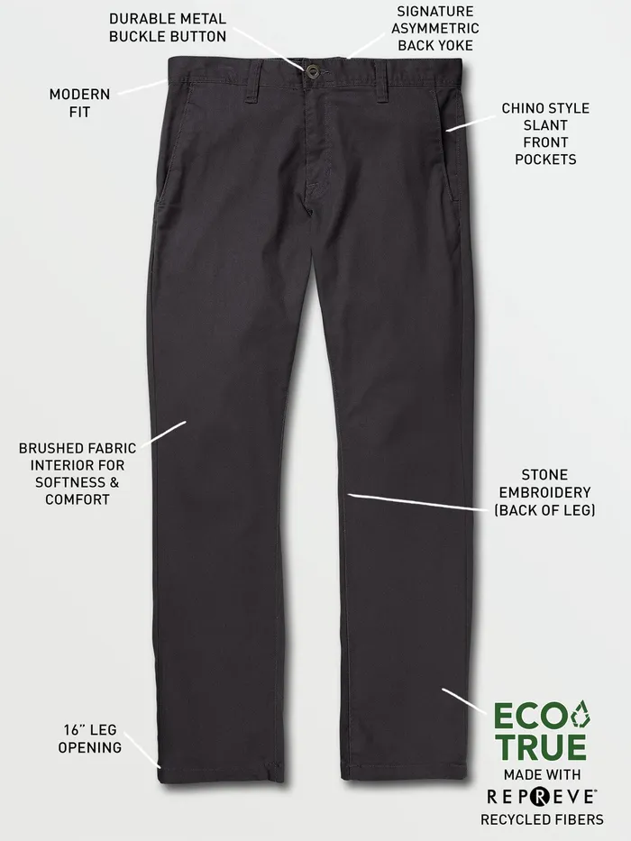 Volcom Pants Frickin Modern Stretch Chino Pants 8211 Charcoal Charcoal 8211 Mens