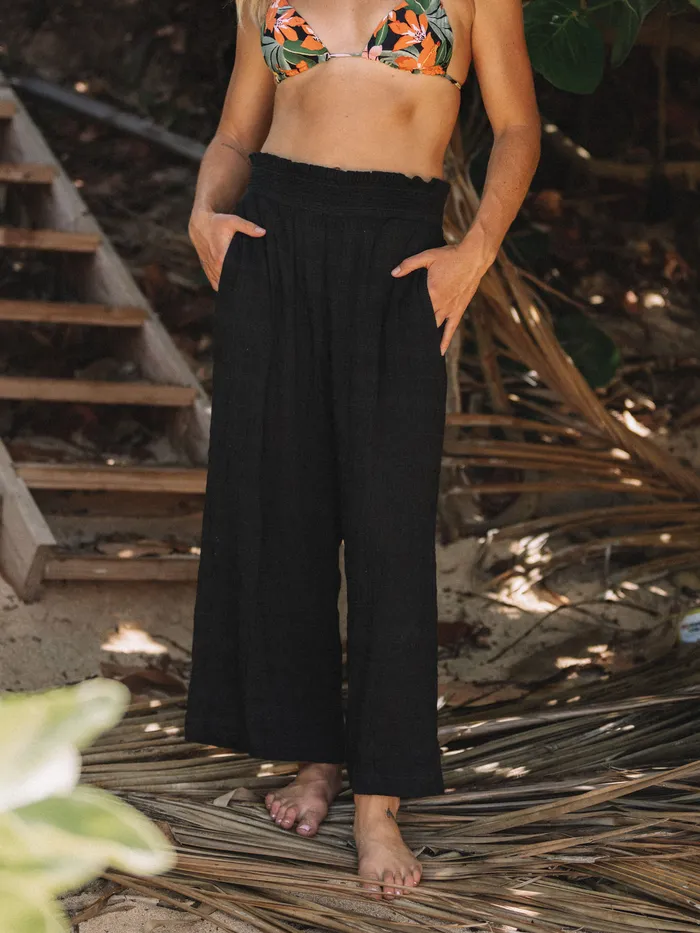 Volcom Pants Sun Spent Wide Leg Beach Pant 8211 Black Black 8211 Womens