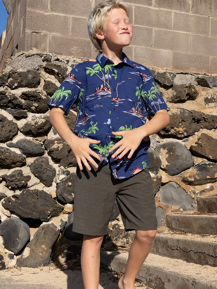 Volcom Shirts and Flannels Big Boys Isle Hoppa Short Sleeve 8211 Niagra Niagara 8211 Boys Volcom Shirts and Flannels Big Boys Isle Hoppa Short Sleeve 8211 Niagra Niagara 8211 Boys