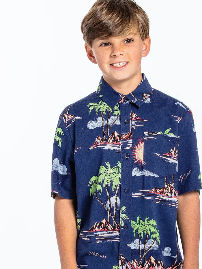 Volcom Shirts and Flannels Big Boys Isle Hoppa Short Sleeve 8211 Niagra Niagara 8211 Boys