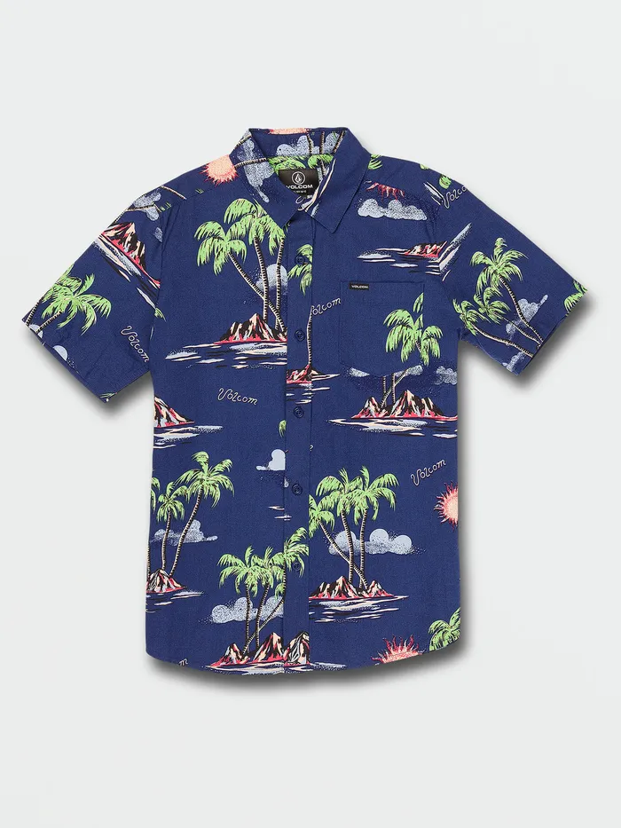 Volcom Shirts and Flannels Big Boys Isle Hoppa Short Sleeve 8211 Niagra Niagara 8211 Boys