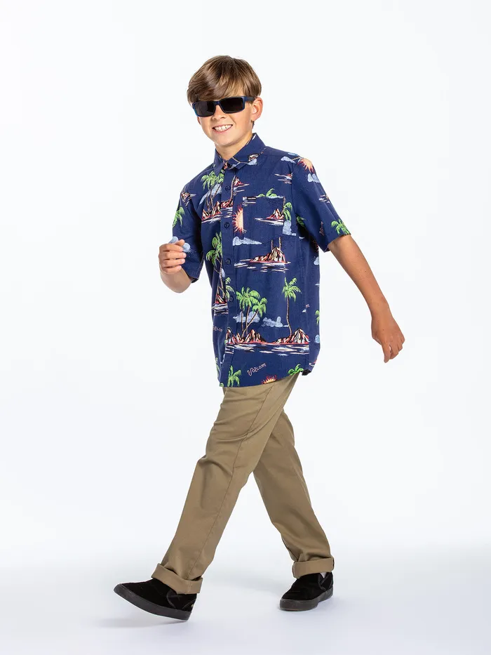 Volcom Shirts and Flannels Big Boys Isle Hoppa Short Sleeve 8211 Niagra Niagara 8211 Boys