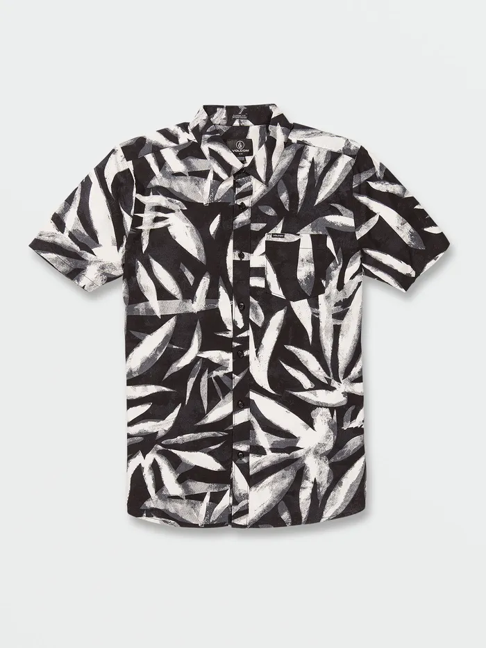Volcom Shirts and Flannels Echo Leaf Short Sleeve Shirt 8211 Black Black 8211 Mens