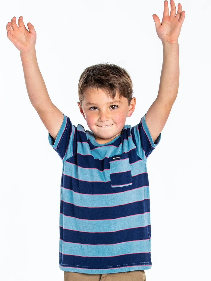 Volcom Shirts and Flannels Little Boys Maxer Stripe Crew Short Sleeve 8211 Blueprint Blueprint 8211 Boys